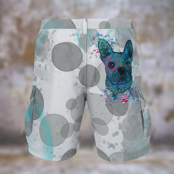 Cargohose mit Elli - Hose, lang oder kurz, bunt, 100% Polyester, Grösse S-5XL, fester Stoff, Normale Passform, Französische Bulldogge, Bully